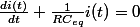 \frac{di(t)}{dt} +\frac{1}{R C_{eq} } i(t)=0